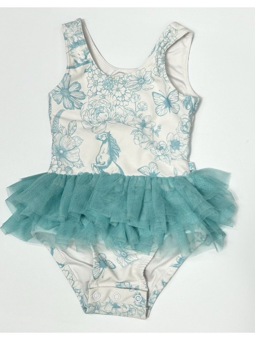 POSH PEANUT Girls 18-24 Month Swimsuit Paulina One Piece Whimsical Horses Ruffle
